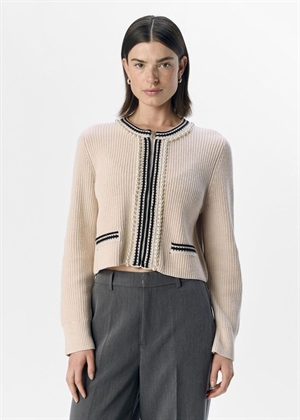 Perla ls re knit cardigan White Sand/Sort Object